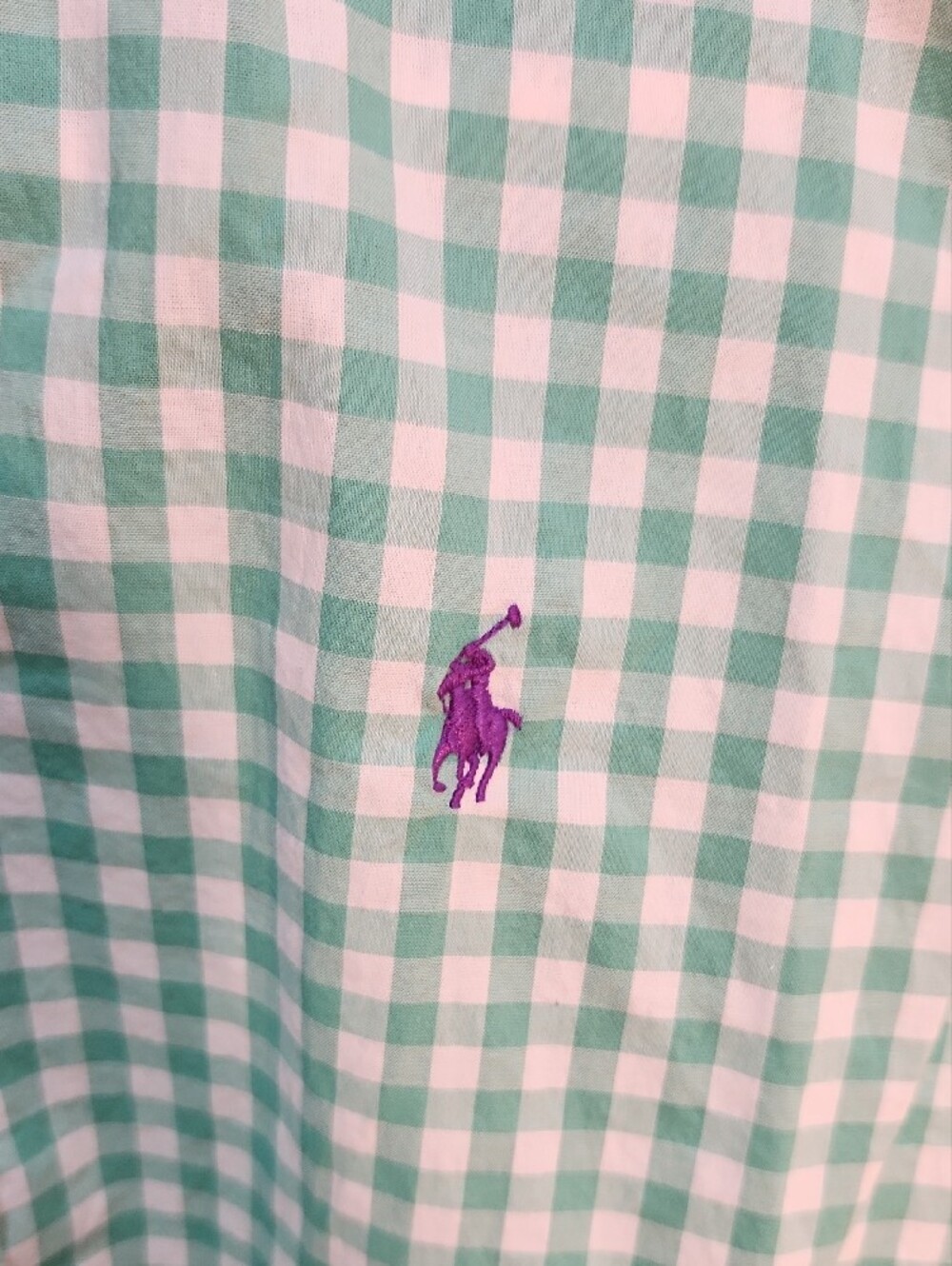 Ralph Lauren Green Gingham Short-Sleeve Button-Down Shirt - Picture 4 of 5